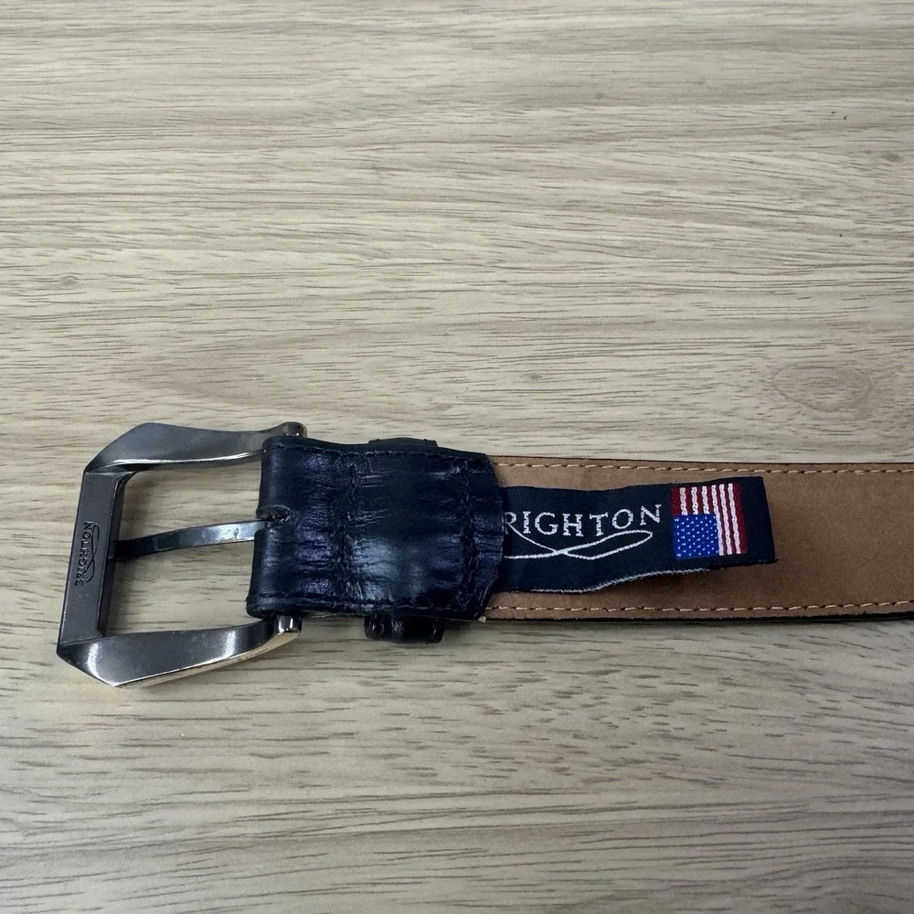 Brighton Belt Men's Size 36 Black Leather Imported Italian Calfskin‎ Made In USA